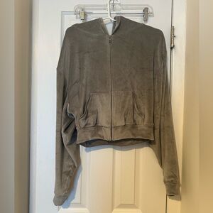 Skims Velour Cropped Hoodie and Joggers Size 2XL In Color Smoke